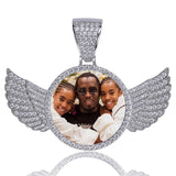 Personalized Photo Necklace With Two Angel Wings