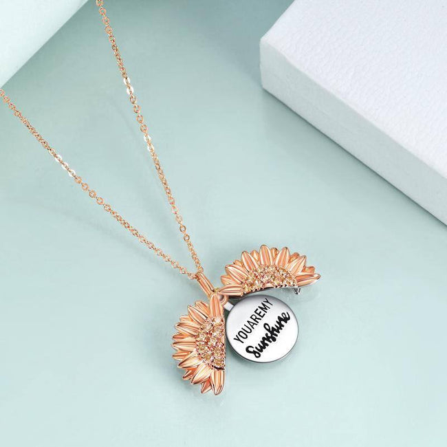 You are My Sunshine Sunflower Necklace in Gold Sterling Silver