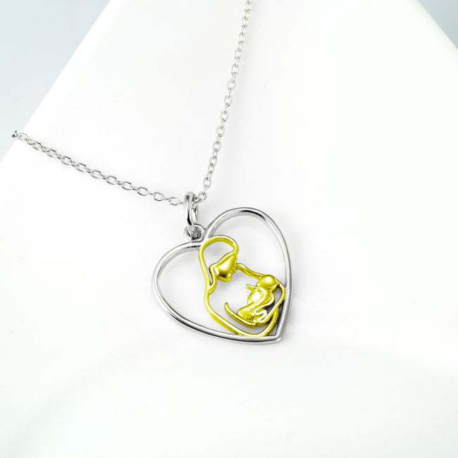 Hold You Gently-925 Sterling Silver Non-Personalized Heart Pendant Necklace