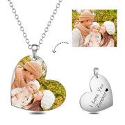 Love My Family-Stainless Steel Personalized Color Photo&Text Necklace Adjustable 16”-20”