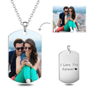 Stainless Steel Personalized Color Photo&Text Necklace Adjustable 18”-20”