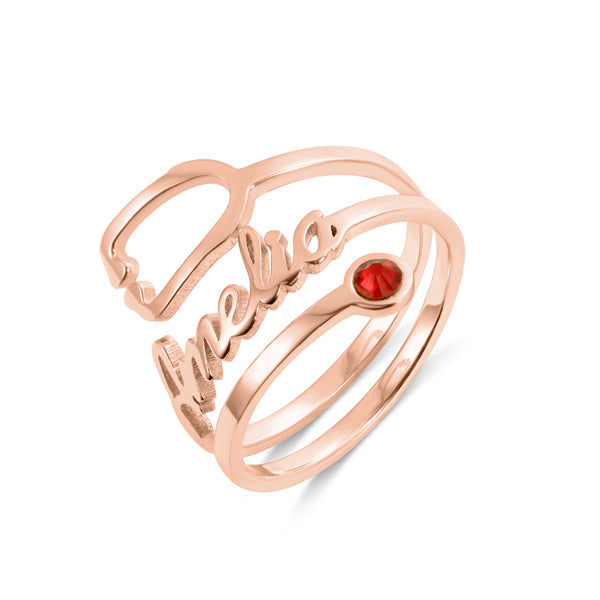 Stethoscope 925 Sterling Silver Personalized Birthstone Name Ring