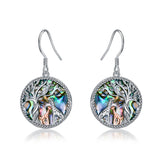 Tree of Life Giraffe Abalone Shell Earrings in Rose Gold Plated Sterling Silver