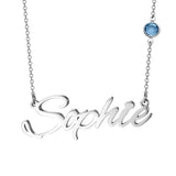 Sophie 925 Sterling Silver Personalized One Crystal Stone Name Necklace Adjustable Chain 16"-20"