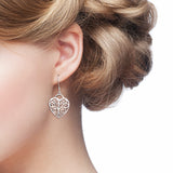 925 Sterling Silver Chinese Pattern Style Drop Earrings