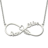 Infinity 925 Sterling Silver Personalized Heart Name Necklace Adjustable Chain 16"-20"