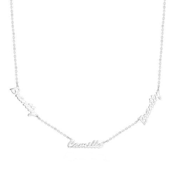 Three Name 925 Sterling Silver Personalized Family Name Necklace Adjustable Chain 18"-20"