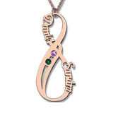 Double Names 925 Sterling Silver Personalized Birthstone Infinity Name Necklace Adjustable Chain 16"-20"