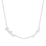 Double Names  925 Sterling Silver Personalized Family Name Necklace Adjustable Chain 18"-20"