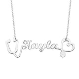 Stethoscope 925 Sterling Silver Personalized Name Necklace Adjustable Chain 16"-20"