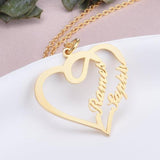 Double Names-Copper/925 Sterling Silver Personalized Heart Name Necklace -Adjustable 18”-20”