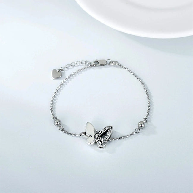 Butterfly Cremation Jewelry 925 Sterling Silver Urn Bracelet Ashes Keepsake Hair Memorial Link Chain Always in My Heart Locket for Women Mom