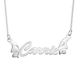 Carrie 925 Sterling Silver Personalized Butterfly Name Necklace Adjustable Chain 16"-20"