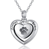 925 Sterling Silver Paw Print Urn Necklace for Ashes Cremation Jewelry for Ashes of Loved Ones Keepsake