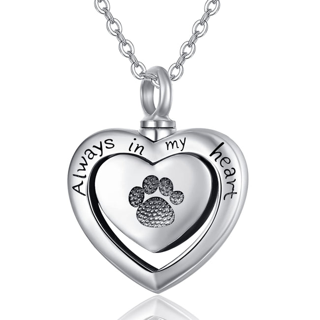925 Sterling Silver Paw Print Urn Necklace for Ashes Cremation Jewelry for Ashes of Loved Ones Keepsake