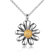 Daisy Urn Necklace for Ashes 925 Sterling Silver Sunflower Cremation Jewelry for Ashes Memory Jewelry for Women Men