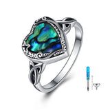 Heart Urn Ring for Ashes for Women Sterling Silver Abalone Cremation Ring Memorial Keepsake Cremation Jewelry