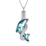 Blue Crystal Dolphin Urn Necklace for Ashes Dolphin Cremation Jewelry Dolphin Beach Jewelry Gifts for Women Girls