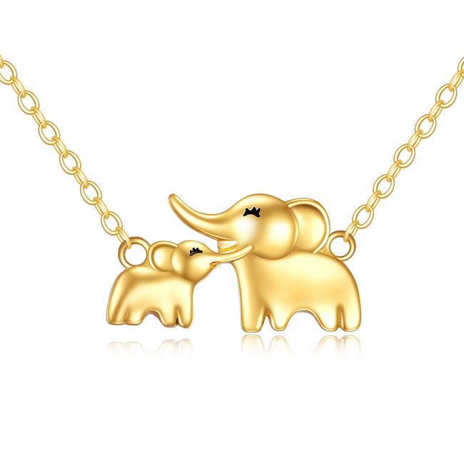 Colar de elefante de ouro amarelo 14k joias para presente de dia das mães