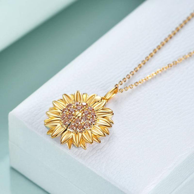 You are My Sunshine Sunflower Necklace in Gold Sterling Silver