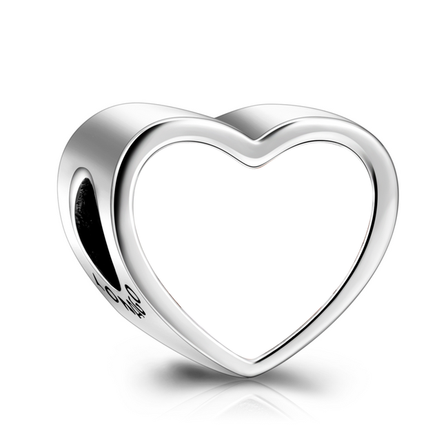 Personalized Photo Love Heart Charm in  925 Sterling Silver