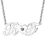 Initial 925 Sterling Silver Personalized Heart Birthstone Name Necklace Adjustable Chain 16"-20"