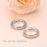 Anxiety Spinner Rings Sunflower You Are My Sunshine Fidget Ring Sterling Silver ADHD Stress Relieving Ring Engagement Wedding Promise Band Ring