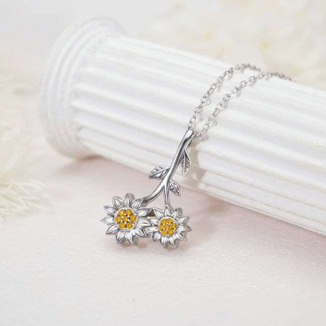 Sunflower Urn Pendant Necklace 925 Sterling Silver  for Ashes Necklace Memory Necklace Gift