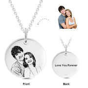 925 Sterling Silver Personalized Engraved Photo Necklace Adjustable 16”-20”