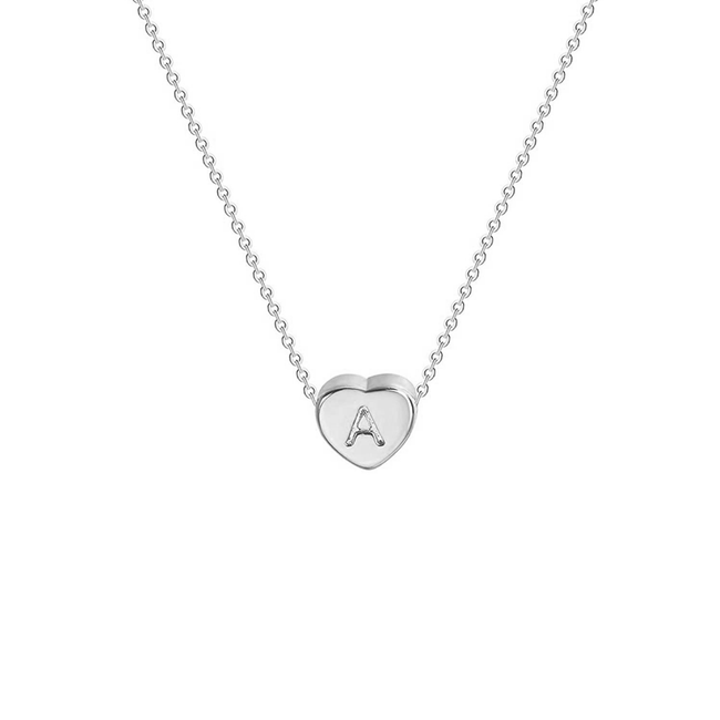 925 Sterling Silver Personalized Tiny Initial Heart Necklace Adjustable 16”-20”