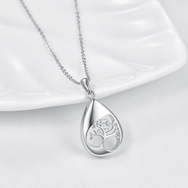 925 Sterling Silver Teardrop Urn Necklace for Ashes Celtic Knot Cremation Necklace Memorial Keepsake Jewelry for Ashes of Loved Ones