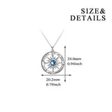 Blue Birthstone Sun Compass Necklace for Women Men Kids Go in The Direction of Your Dreams Engraved Pendant