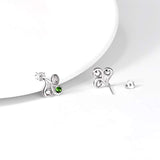 925 Sterling Silver Simulated Peridot Stud Earrings With Green Crystals,August Jewelry