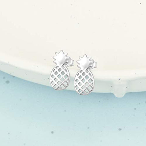 925 Sterling Silver Pineapple Stud Earrings Jewelry for Women Girl kid Ear Stud