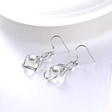 Pearl Dangle Earrings for Women Sterling Silver Twist Infinity Drop Earrings with Fishhook
