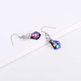 Sterling Silver Love Heart Dangle Drop Earrings with Crystals