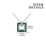 Square Crystal Pendant Necklace for Women Girls