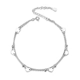 Heart Charm Bracelet Sterling Silver Anklet Chain Bracelet Beach Foot Jewelry for Women Little Girls