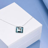Square Crystal Pendant Necklace for Women Girls