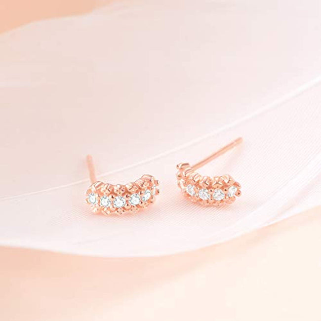 Rose Gold 925 Sterling Silver Earrings Stud for Women(Cubic Zirconia Earrings)