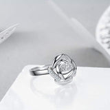 Rose Ring  For Women Or Teen Girls Sterling Silver Adjustable Bands Ring