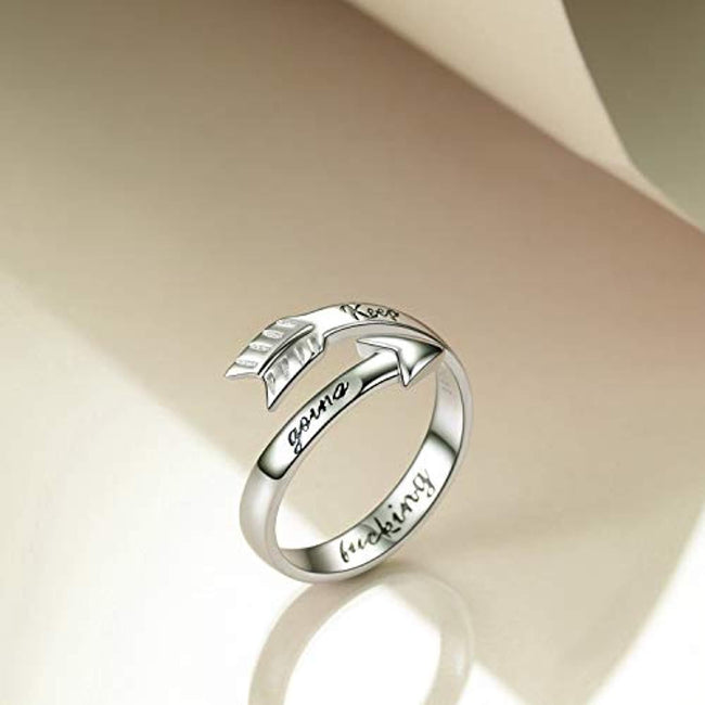 Sterling Silver Arrow Adjustable Rings Inspirational Gifts for Women Teens Girls