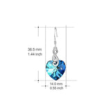 925 Sterling Silver Ocean Blue Heart Dangle Drop Earrings with Crystals Jewelry (Musical Note Blue)