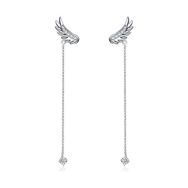 Angel Wings Earrings Drop Dangle Ear rings with Crystal