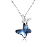 Butterfly Pendant Necklace with Blue Crystal