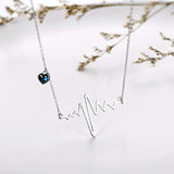 EKG Heartbeat Pendant Necklace with Crystal Heart Crystal Fine Jewelry Gift for Women Girls