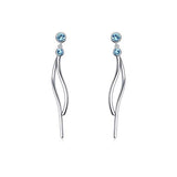 Simple Linear String Earrings with Aquamarine Crystal