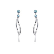 Simple Linear String Earrings with Aquamarine Crystal