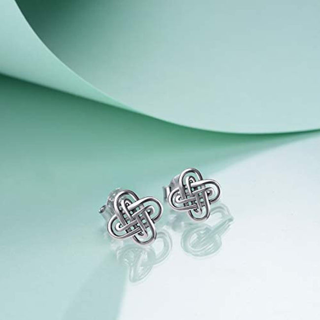 Celtic Knot Earring Vintage Sterling Silver Flower Women Stud Earrings 10mm