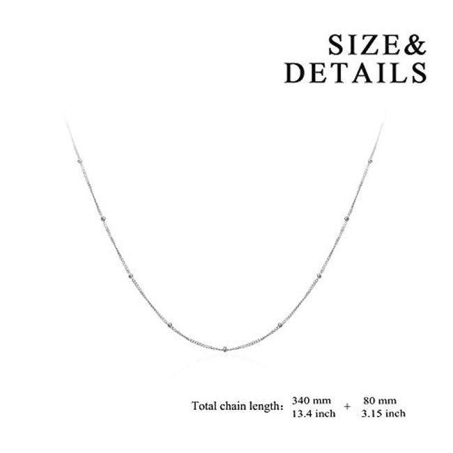 925 Sterling Silver Layered Choker Satellite Beaded Curb Ball Heart Chain Necklace for Women Girls,Gift for Mother or Wife